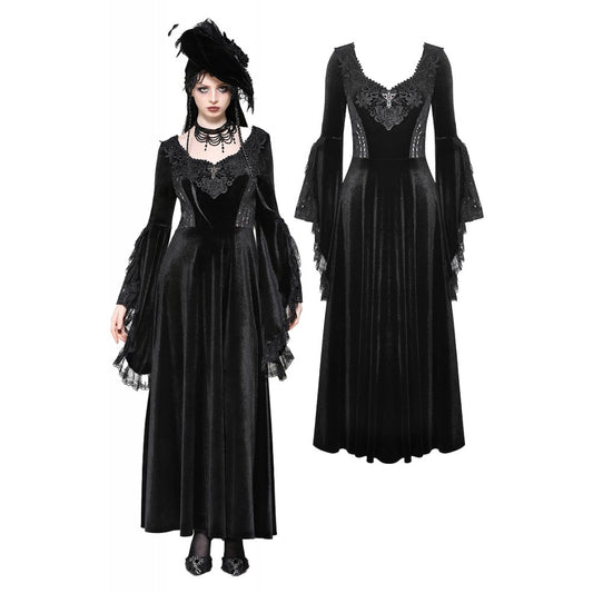 Dark in Love Petricka Gothic Romantic Velvet Maxi Dress - Kate's Clothing