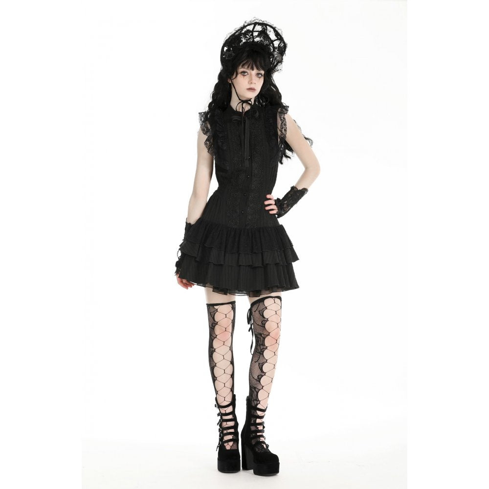 Dark in Love Evelina Sleeveless Tiered Goth Dress