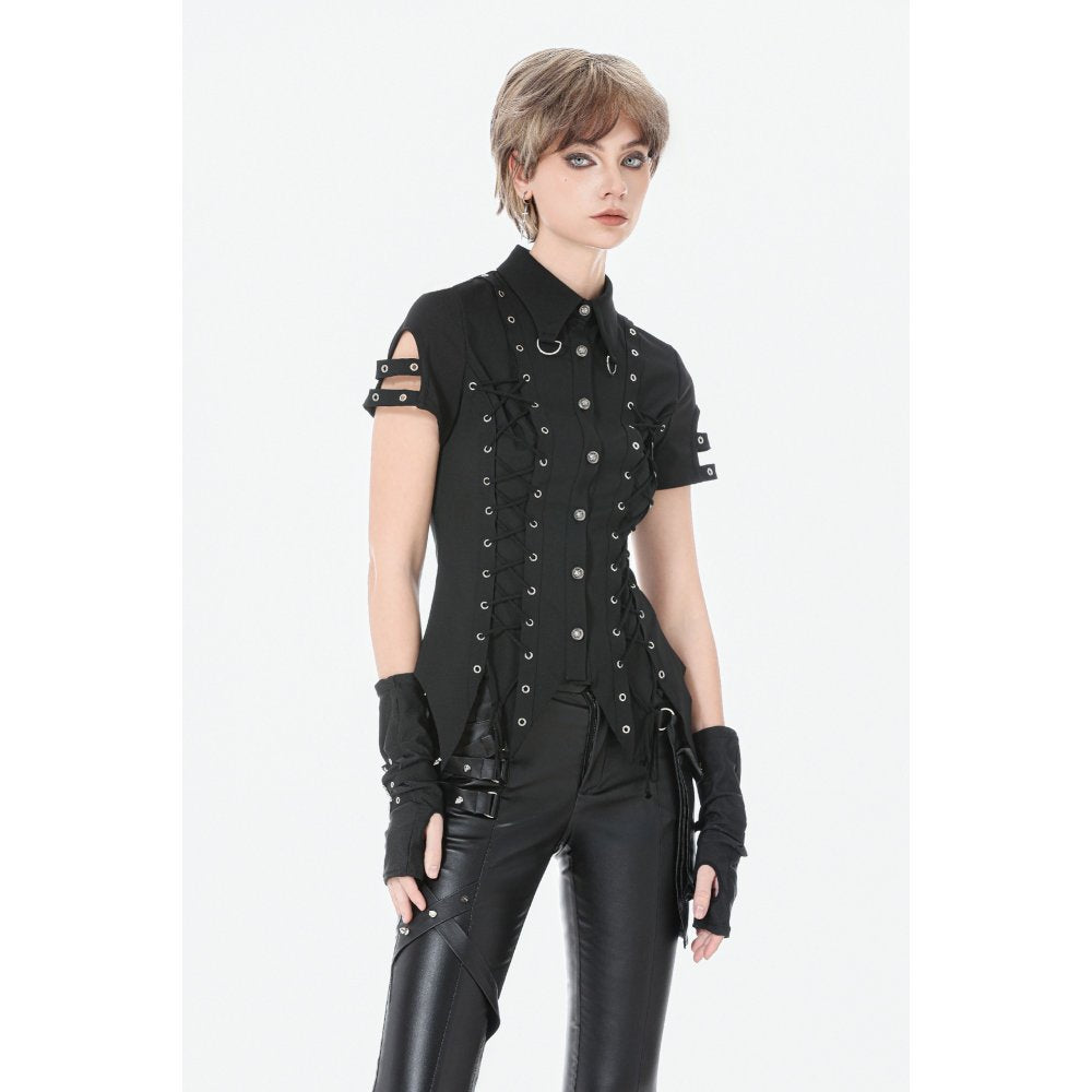 Dark in Love Ruptured Lace-Up Punk Shirt