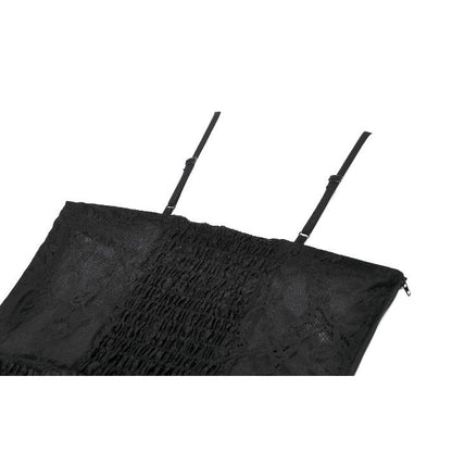 Dark in Love Black Lace Court Lace-Up Camisole