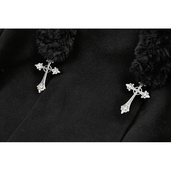 Dark in Love Cat-Ear Faux Fur Trim Gothic Coat