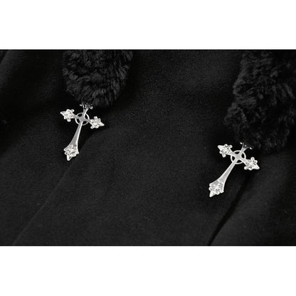 Dark in Love Cat-Ear Faux Fur Trim Gothic Coat