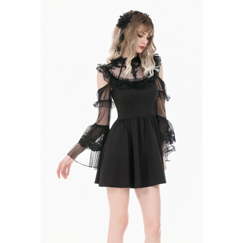 Dark in Love High Neck Mesh Lace Cold-Shoulder Dress
