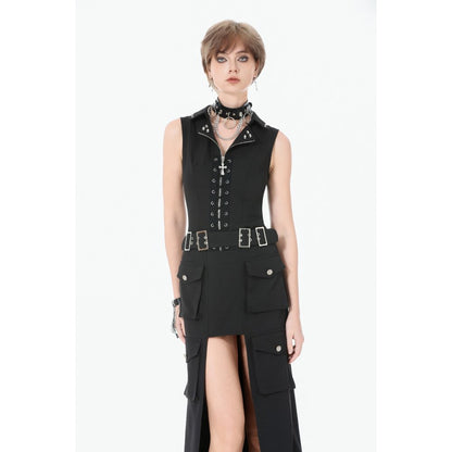 Dark in Love Punk Studded Lace Up Corset Vest