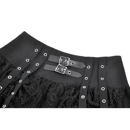 Dark in Love Punk Eyelet Lace Layered Mini Skirt