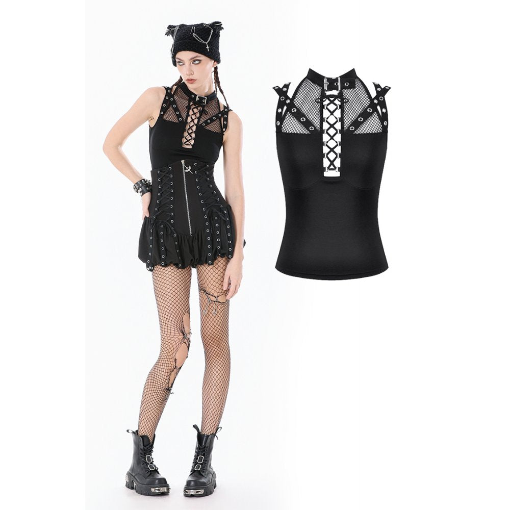Dark in Love Ruth Mesh Strap Gothic Sleeveless Top