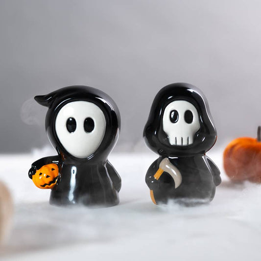 Gothic Gifts Skull Boy & Ghost Boy Ceramic Salt & Pepper Set