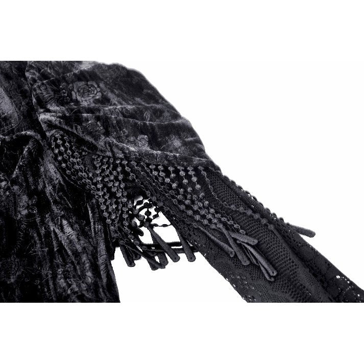Dark in Love Fleur Gothic Rose Embossed Velvet Long Sleeve Top - Kate's Clothing