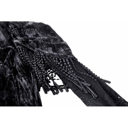 Dark in Love Fleur Gothic Rose Embossed Velvet Long Sleeve Top - Kate's Clothing