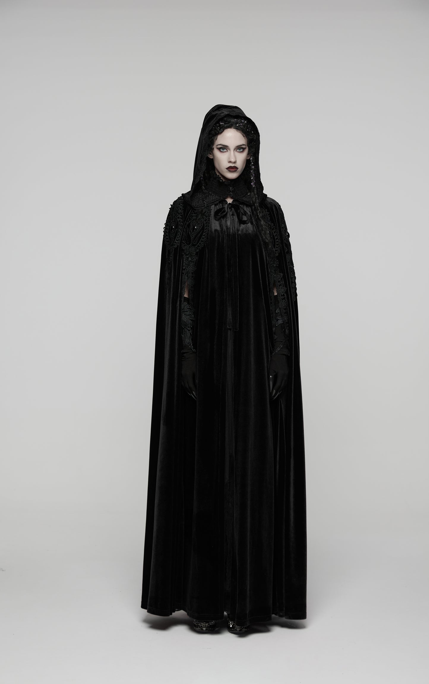 Punk Rave Goth Velvet Cloak – Black