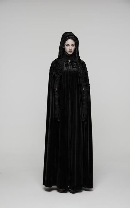 Punk Rave Goth Velvet Cloak – Black