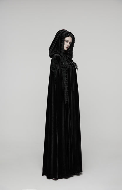 Punk Rave Goth Velvet Cloak – Black