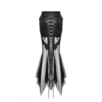 Dark in Love Nevaeh Gothic Lace and Mesh Mermaid Skirt