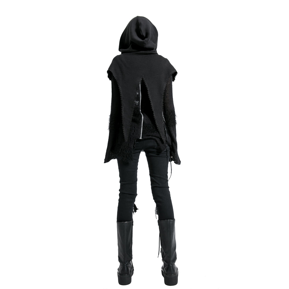Punk Rave Morana Distressed Hooded Knit Cloak