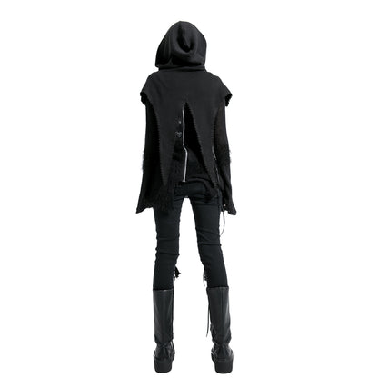 Punk Rave Morana Distressed Hooded Knit Cloak