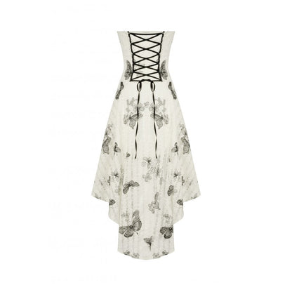 Dark in Love Zosia Punk Gothic Black Butterfly Embroidered Lace Beige Dress
