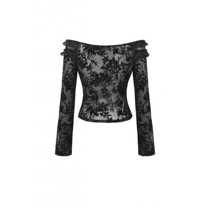 Dark in Love Bluebell Gothic Sexy Off-Shoulder Velvet Lace Top - Kate's Clothing