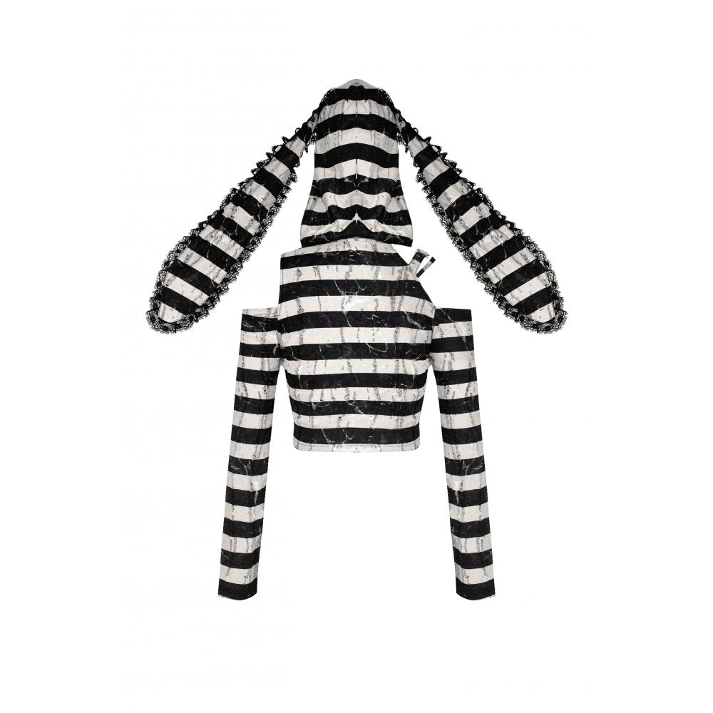 Dark in Love Xianne Prison Bunny Striped Crop Top - Kate's Clothing