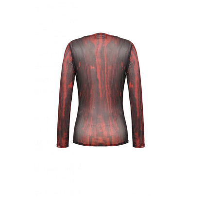 Dark in Love Carson Black and Red Tie-Dye Mesh Versatile Basic Top - Kate's Clothing