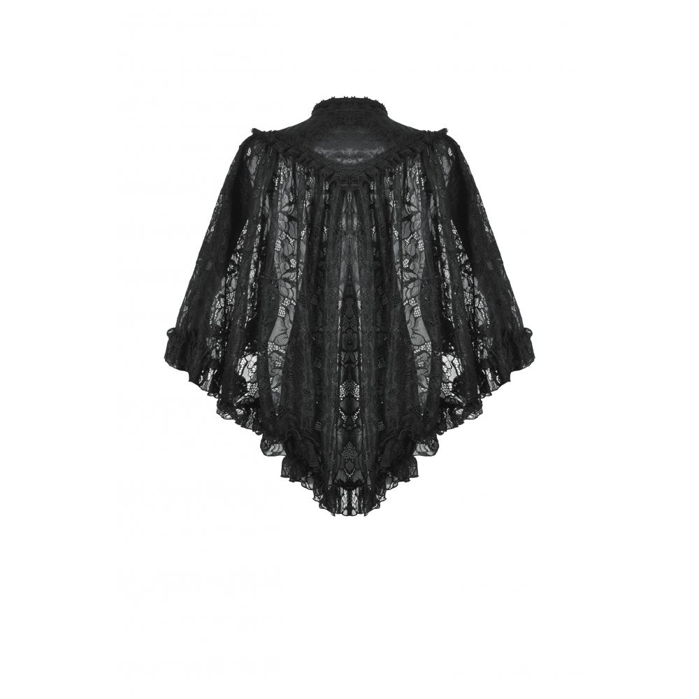 Dark in Love Zuri Vintage Lace Cape with Flowing Sleeves - Kate's Clothing