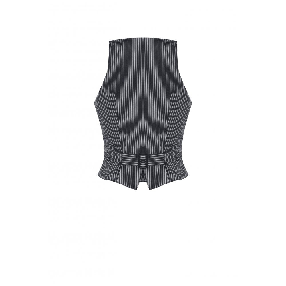 Dark in Love Gwyneth Dark Striped Corporate Goth Vest - Kate's Clothing