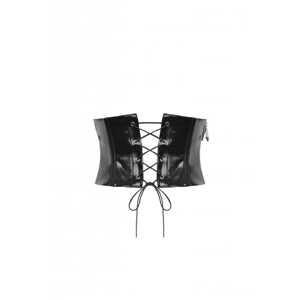 Dark in Lia Punk Love Patent Leather Waist Corset with Metal Accents - Kate's Clothing