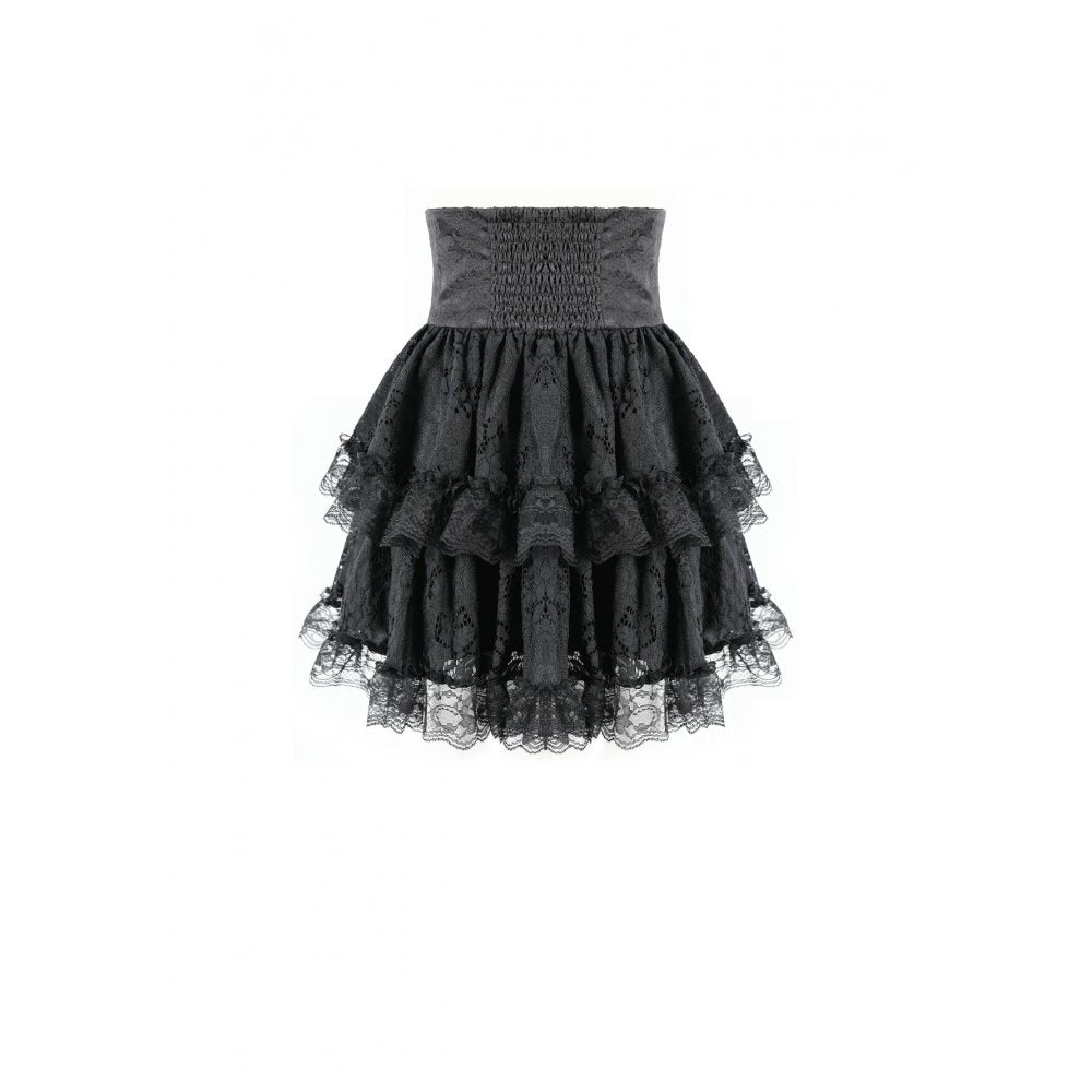 Dark in Love Gaslight Requiem Tiered Lace Skirt