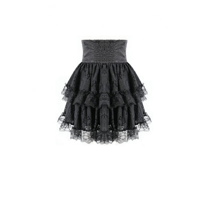 Dark in Love Gaslight Requiem Tiered Lace Skirt