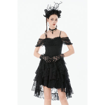 Dark in Love Romantic Gothic Lace Layered High-Low Dress