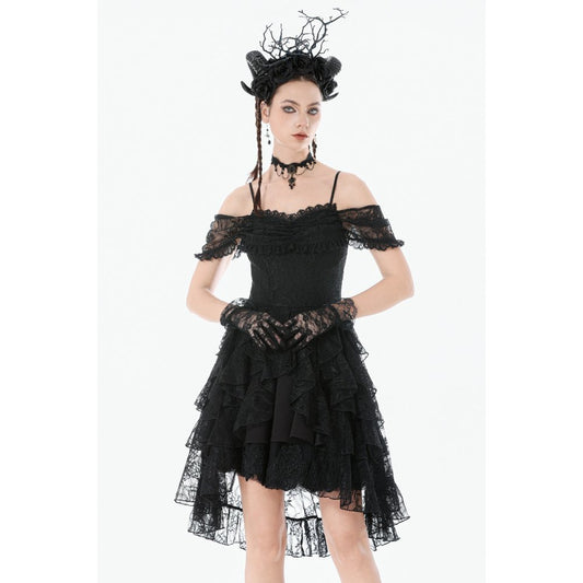 Dark in Love Romantic Gothic Lace Layered High-Low Dress