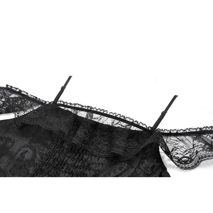 Dark in Love Morgana Gothic Off-Shoulder Lace Hem Dress