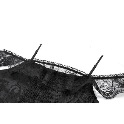 Dark in Love Morgana Gothic Off-Shoulder Lace Hem Dress