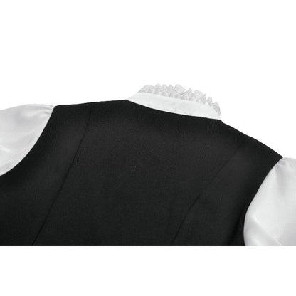 Dark in Love Court-Style Black & White Lace Blouse