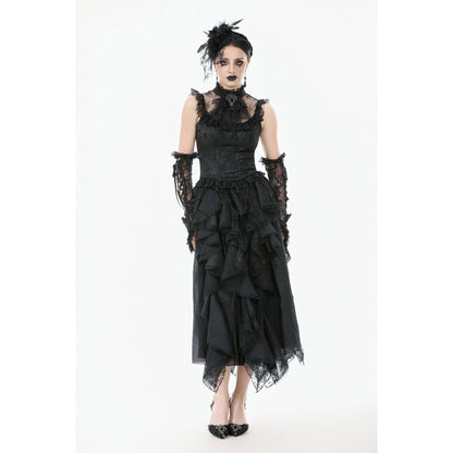 Dark in Love Seraphina Ruched Lace Goth Blouse in Black