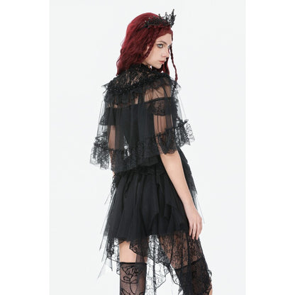 Dark in Love Morwenna Gothic Lace Ruffle Capelet
