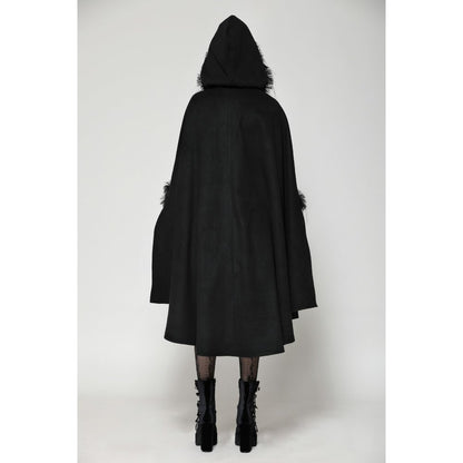 Dark in Love Francine Cloak with Faux Fur Trim and Oversized Hood - Kate's Clothing
