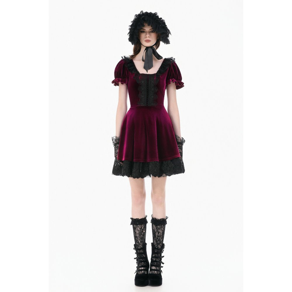 Dark in Love Velvet Lace Patchwork Dress