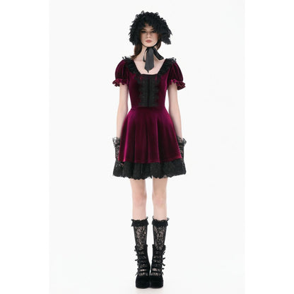 Dark in Love Velvet Lace Patchwork Dress
