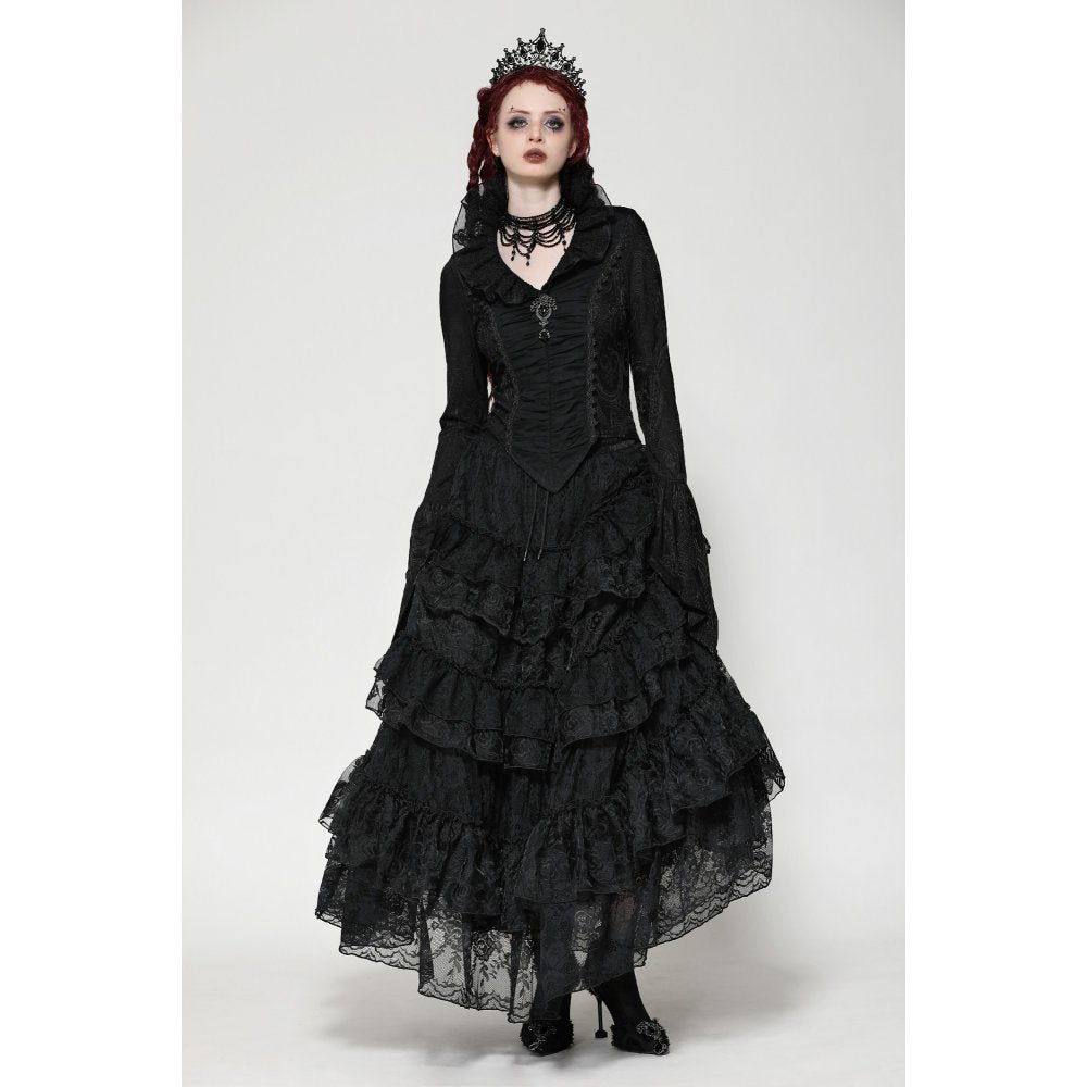 Dark in Love Elizabeth Gothic Queen Top with Pendant and Ruffled Collar