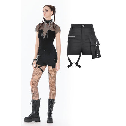 Dark in Love Punk Metal Goth Black Utility Shorts