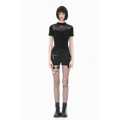 Dark in Love Spiderweb Mesh Short Sleeve Top