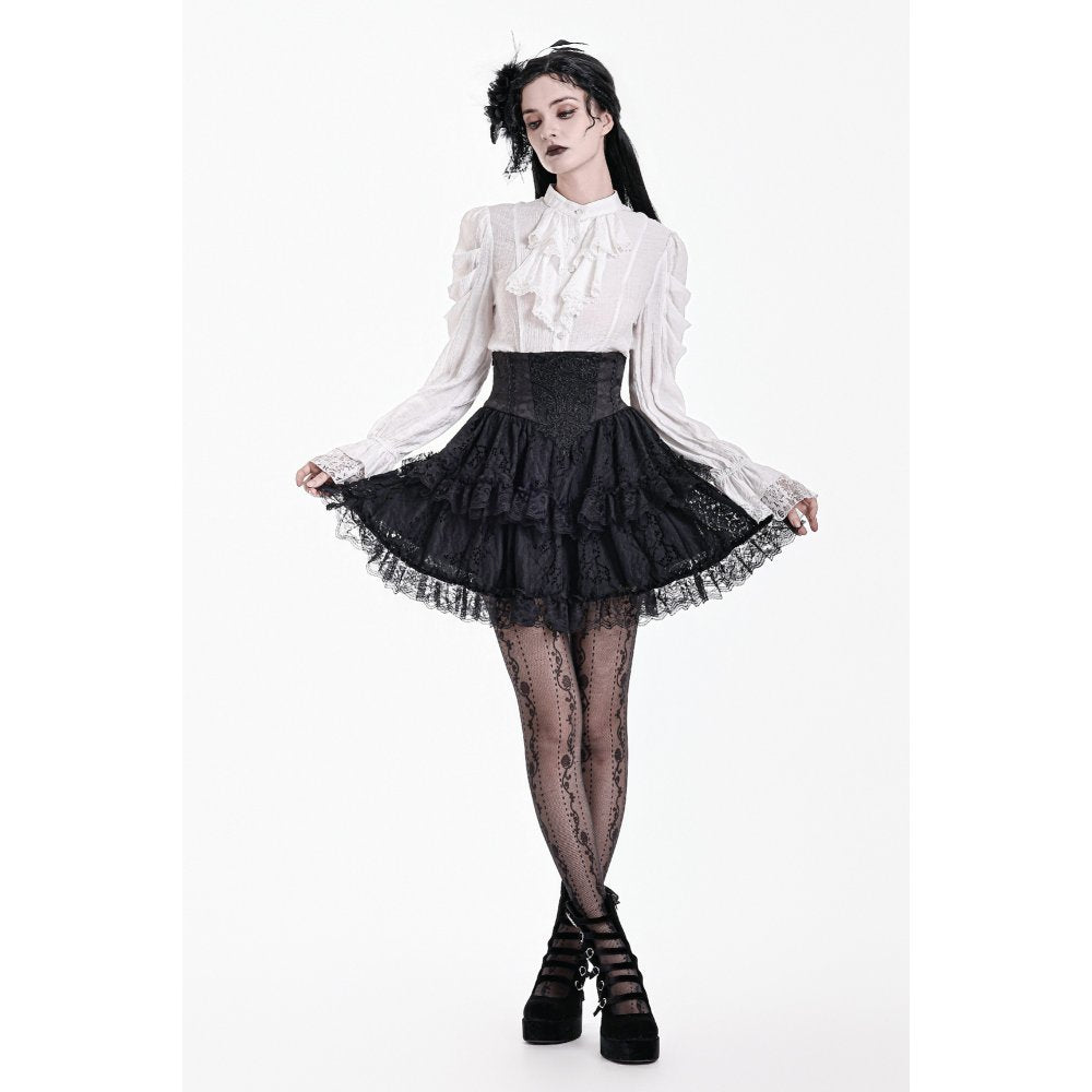 Dark in Love Gaslight Requiem Tiered Lace Skirt