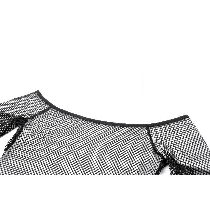 Fishnet off-shoulder goth top UK store