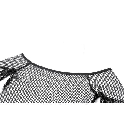 Fishnet off-shoulder goth top UK store