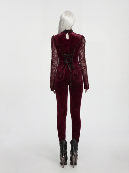 Punk Rave Isolde Embroidered Velvet Top