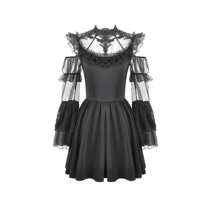 Dark in Love High Neck Mesh Lace Cold-Shoulder Dress