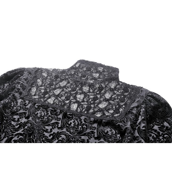 Dark in Love Cyra Gothic Jacquard Velvet Bell Sleeve Top - Kate's Clothing