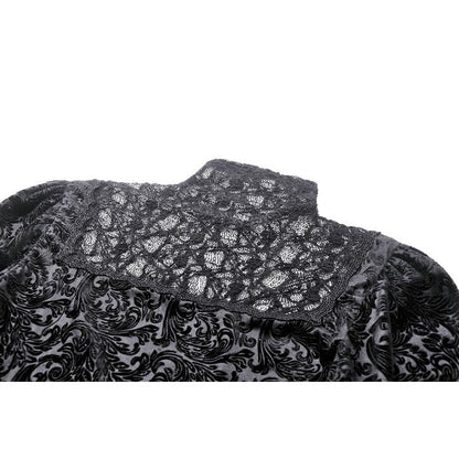 Dark in Love Cyra Gothic Jacquard Velvet Bell Sleeve Top - Kate's Clothing