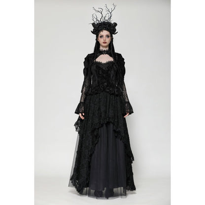 Dark in Love Fleur Gothic Rose Embossed Velvet Long Sleeve Top - Kate's Clothing