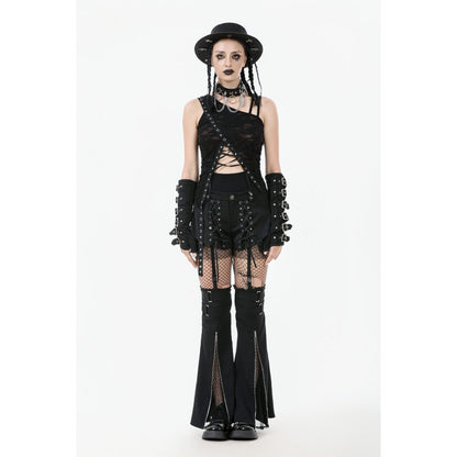 Dark in Love Morrigan One-Shoulder Lace Goth Top in Black